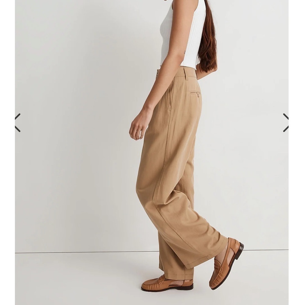 Madewell Harlow Wide Leg Linen Blend Pants Seed Khaki 12 Petite NWT - Picture 3 of 11